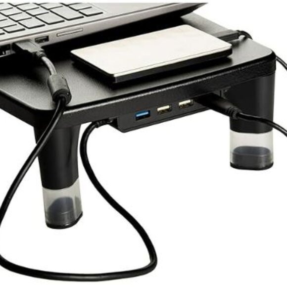 3M Adjustable Monitor Stand with 4-Port USB Hub, Black - Picture 7 of 7